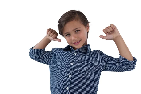 Happy boy posing against white background — Stock Photo, Image