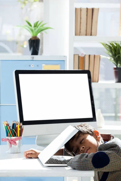 Businessman with closed eyes taking nap — Stock Photo, Image