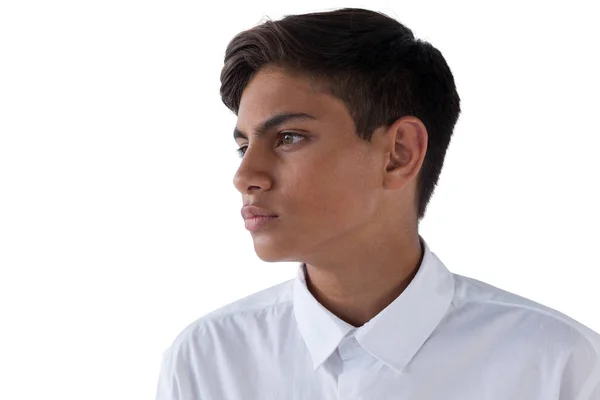 Adolescente menino contra fundo branco — Fotografia de Stock