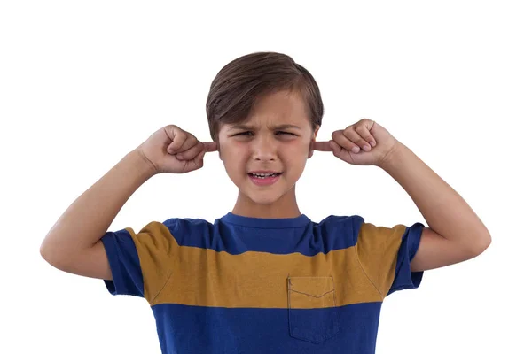 Cute boy covering his ears — Stock Photo, Image