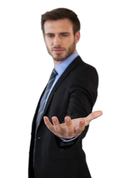 Empresario haciendo gestos mientras está de pie —  Fotos de Stock