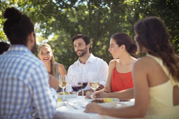 Groep vrienden na de lunch — Stockfoto