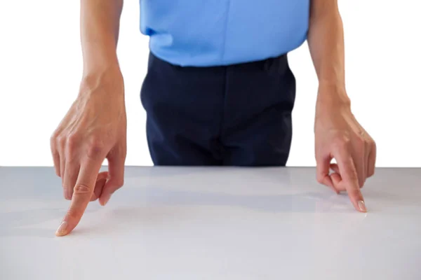 Woman gesturing on table — Stock Photo, Image