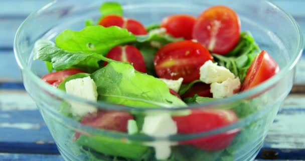 Verduras orgánicas frescas en tazón — Vídeos de Stock