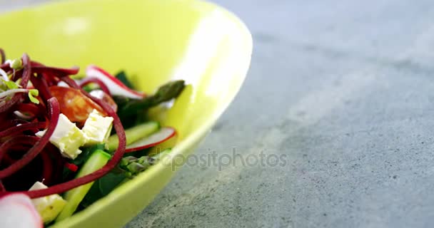 Ensalada de verduras con queso — Vídeo de stock