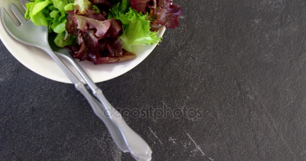 Листья салата в миске — стоковое видео