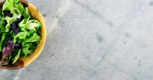 Ensalada de verduras frescas en bowl — Vídeo de stock