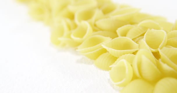 Conchiglie pasta on white background — Stock Video