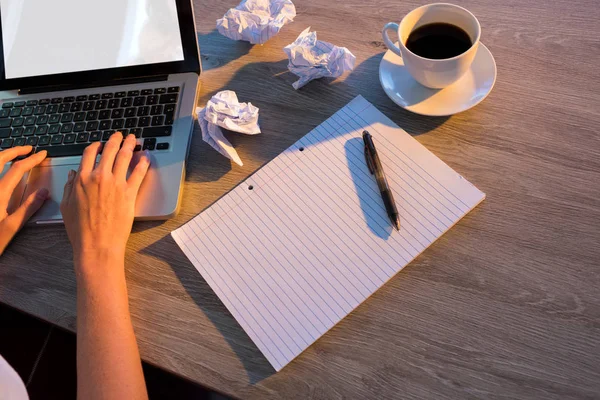 Eksekutif wanita bekerja melalui laptop — Stok Foto