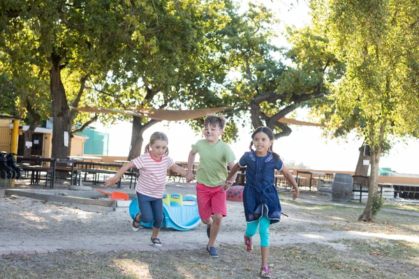 Niños tomados de la mano y corriendo — Foto de Stock