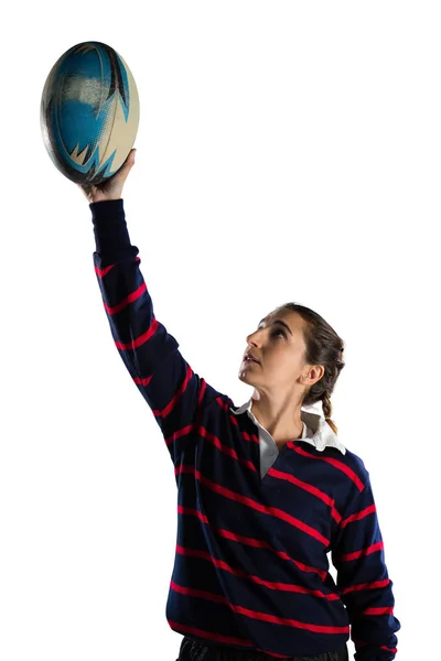 Atleta femenina con los brazos levantados —  Fotos de Stock
