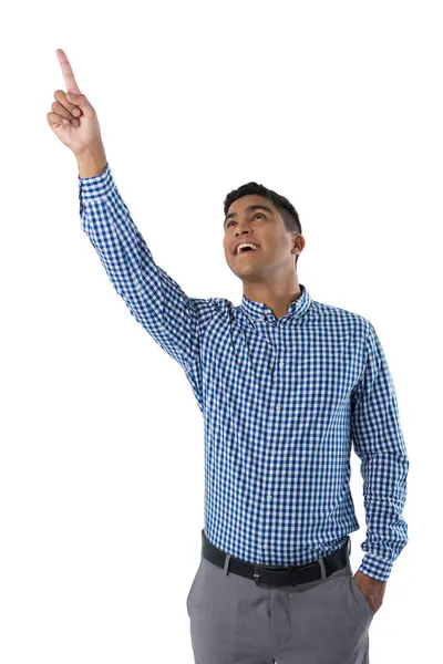 Man gesturing against white — Stock Photo, Image
