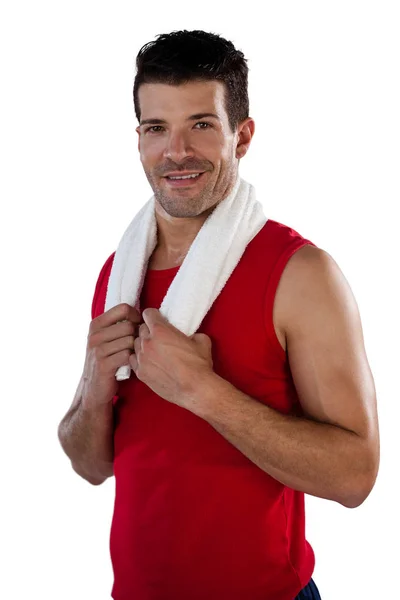 Deportista sosteniendo servilleta — Foto de Stock