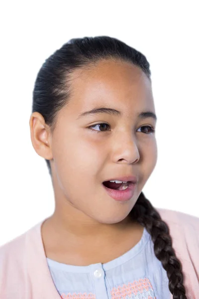 Menina contra fundo branco — Fotografia de Stock