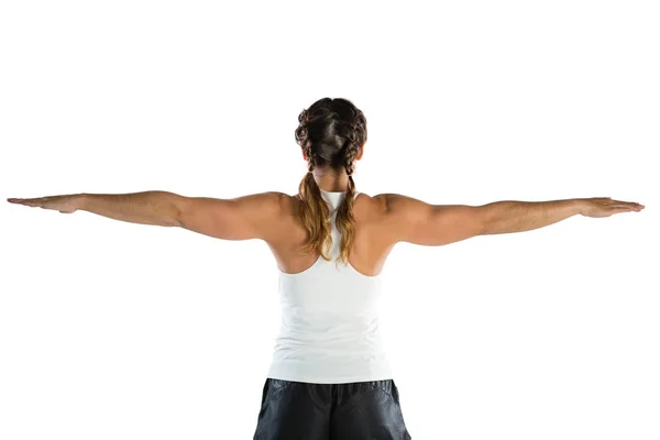 Atleta femenina con los brazos extendidos —  Fotos de Stock