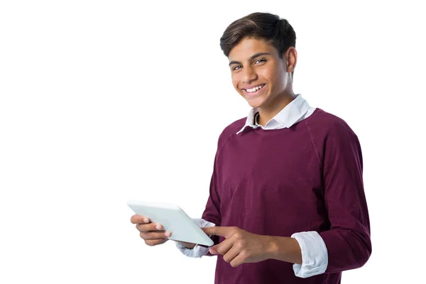 Teenage boy using digital tablet — Stock Photo, Image