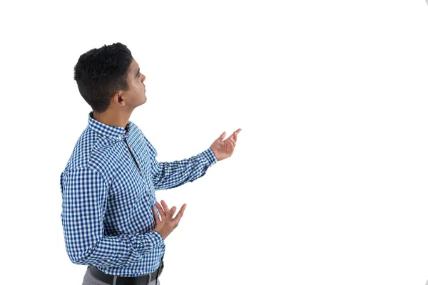 Man gesturing against white background — Stock Photo, Image