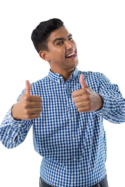 Homem feliz mostrando polegares para cima — Fotografia de Stock