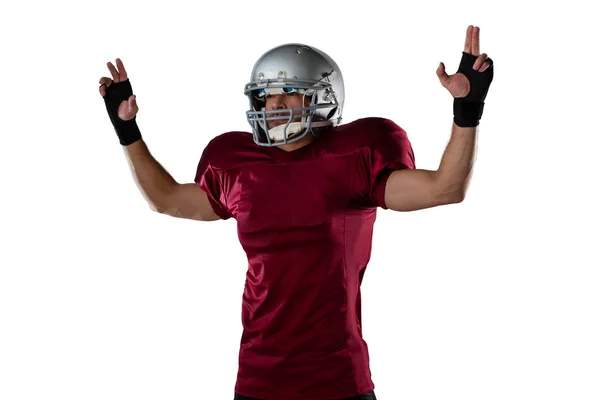 Sportler trägt Helm bei Gestik — Stockfoto