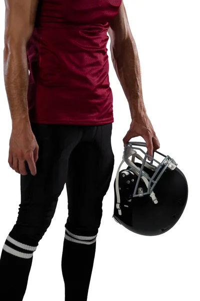 Desportista segurando capacete — Fotografia de Stock