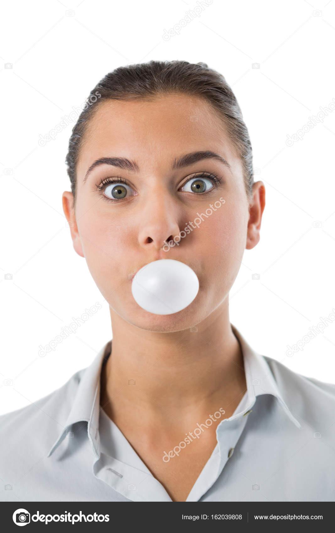 Woman blowing bubble gum Stock Photo by ©Wavebreakmedia 162039808