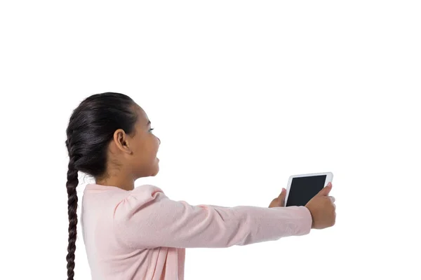 Girl using digital tablet — Stock Photo, Image