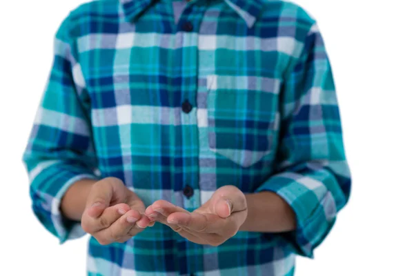 Jongen doen alsof ze houden onzichtbaar-object — Stockfoto