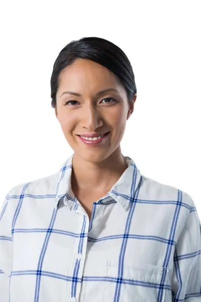 Smiling woman against white — Stock Photo, Image