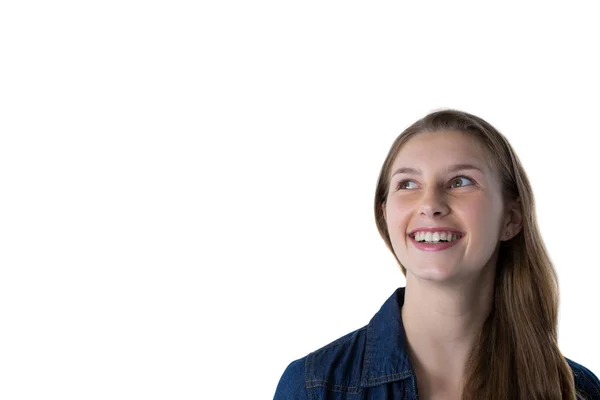 Thoughtful teenage girl smiling — Stock Photo, Image