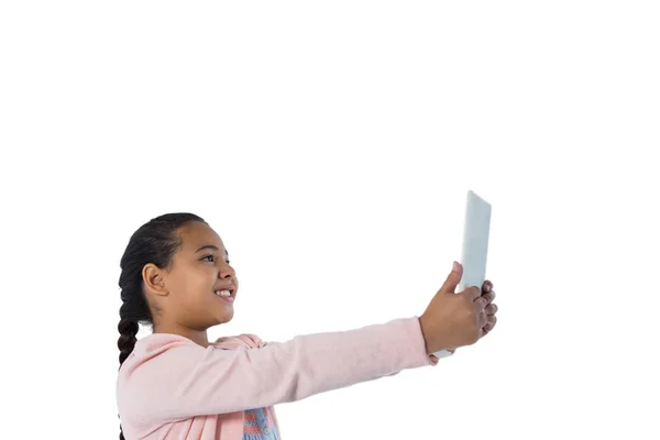 Chica usando tableta digital — Foto de Stock