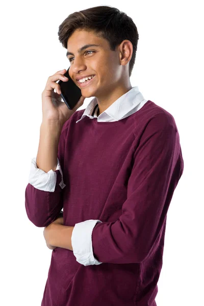 Teenage boy talking on mobile phone — Stock Photo, Image