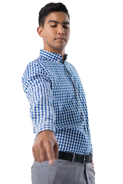 Man gesturing against white background — Stock Photo, Image