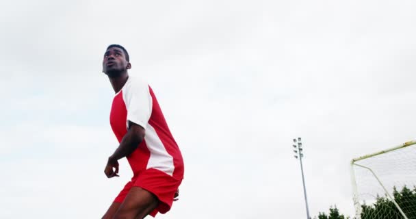 Joueur de football frappant un ballon sur le terrain — Video