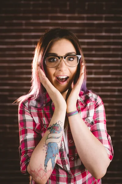 Impactado mujer en gafas — Foto de Stock