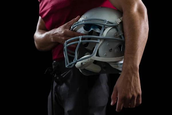 Football player holding head gear — Stock Photo, Image