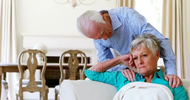 Upset senior couple arguing with each other — Stock Video