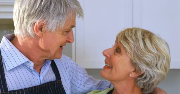 微笑与彼此交互的年长夫妇 — 图库视频影像
