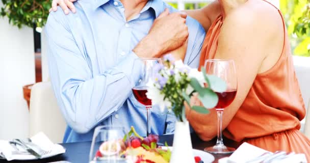 Романтическая пара наслаждается вместе во время обеда — стоковое видео