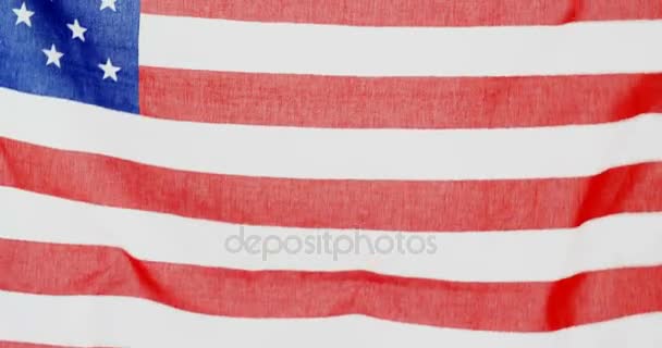 Primer plano de una bandera americana — Vídeos de Stock