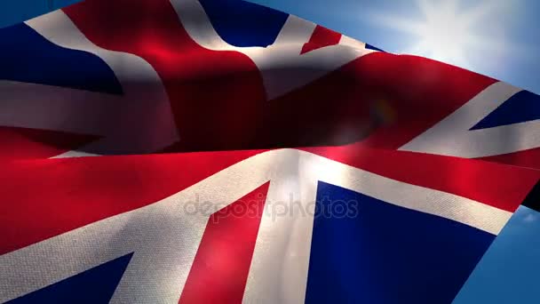 Union flag waving against sky on a sunny day — Stock Video