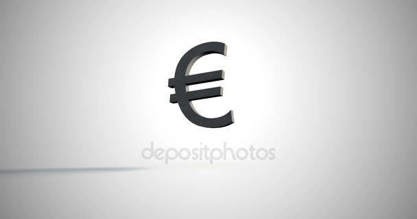 Symbol měny Euro klesá proti Bílému pozadí — Stock video