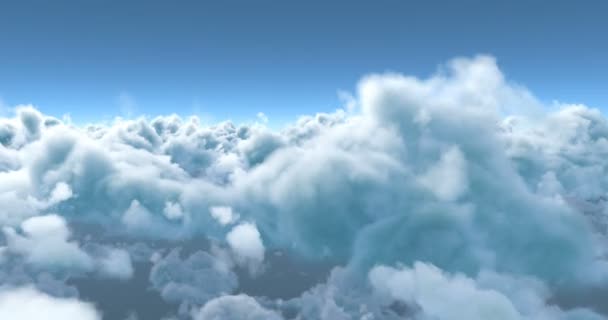 Nubes blancas esponjosas en el cielo azul — Vídeos de Stock