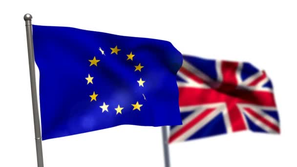 영국 국기, 유럽 국기를 흔들며 — 비디오