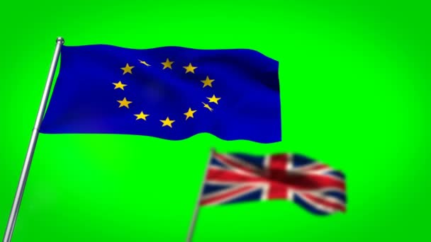 Uniós zászló és az európai zászló integet — Stock videók