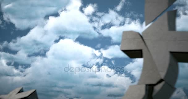 Pound sign against stormy sky and cloud background — Stock Video