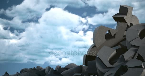 在天空和云背景下的美元符号 — 图库视频影像
