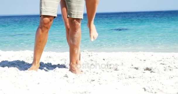 Pareja disfrutando juntos en la playa — Vídeo de stock