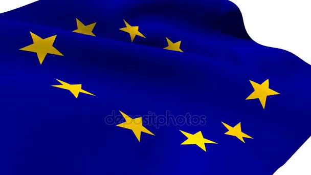 Крупный план размахивания флагом Европы — стоковое видео