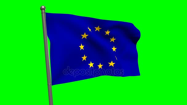 Közelkép az Európa zászló integet — Stock videók