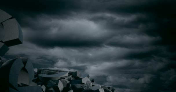 Collapsed euro sign against stormy clouds — Stock Video